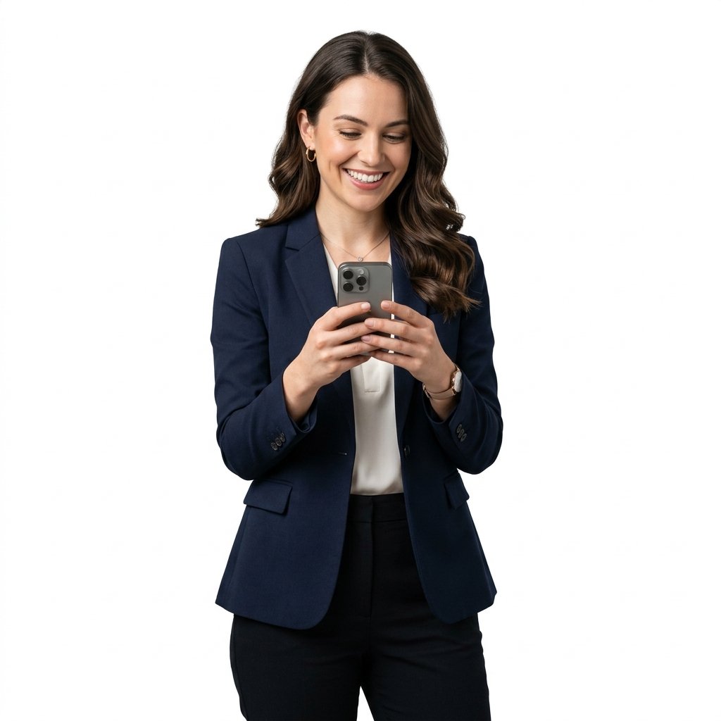 User interacting with smartphone